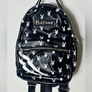 PLAYBOY Mini Backpack Designer Bag Official Authentic Black White Print